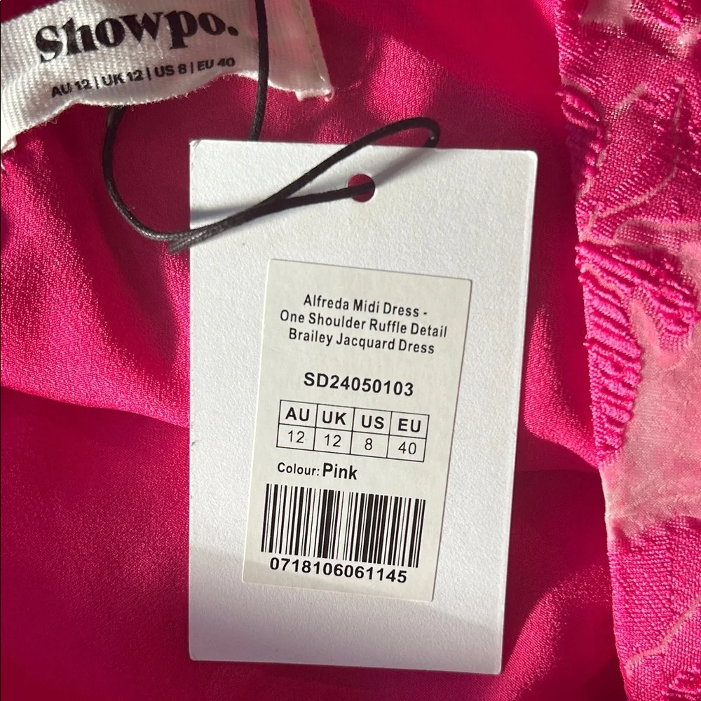 Showpo Hot Pink Floral One-Shoulder Midi Dress - Picture 10 of 12